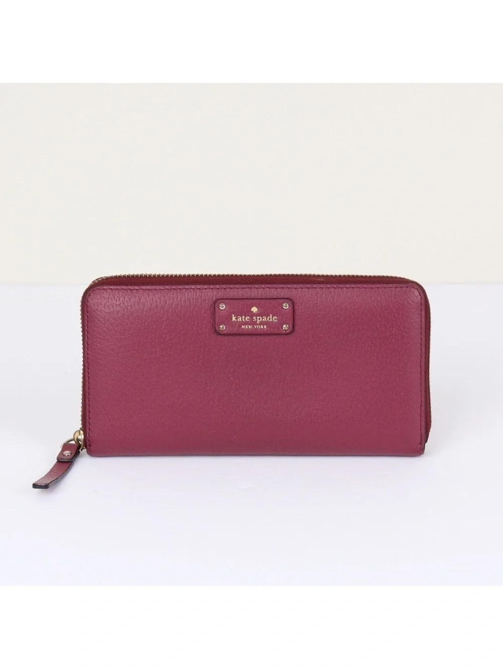 Kate Spade Grove Street Neda Zip Around Leather Wallet Plum Bordeaux WLRU2820